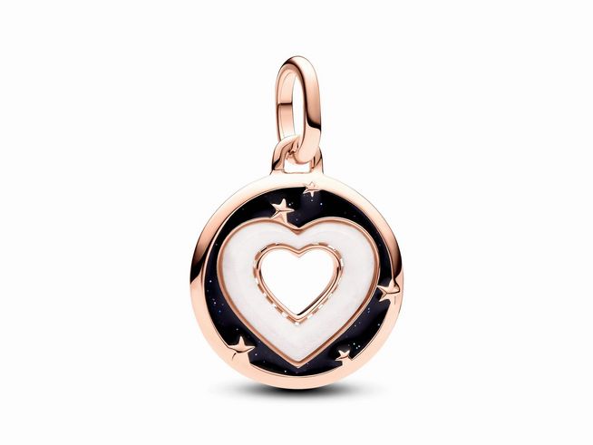 Pandora ME 783080C01 - Herzen Medaillon-Charm - Roségold verg. - synt. Perlmutt Weiß