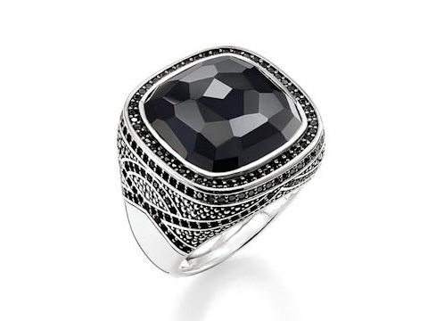 Thomas Sabo TR2024-641-11-54 Ring - Sterling Silber geschw. - Onyx - Zirkonia - schwarz - Gr. 54