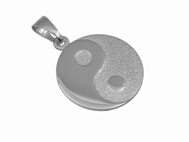 Anhänger Yin Yang - 925 Sterling Silber - teilmattiert - rhodiniert