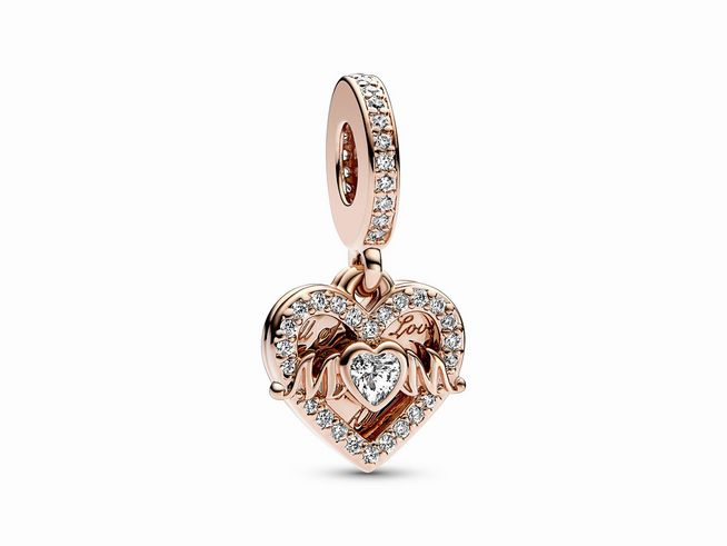 Pandora 789402C01 Herz & Mum Charm-Anhänger - Roségold Vergoldung