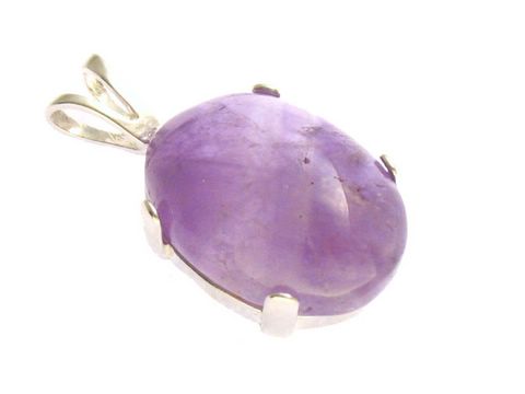 Amethyst Cabochon - Sterling Silber Anhänger