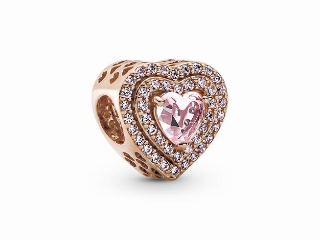 Pandora Charm 789218C01 - Sparkling Leveled Heart - Herz - Roségold Vergoldung - Kristall - Pink