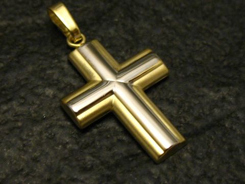 Gold Anhänger Kreuz - bicolor Goldkreuz - Gold 333