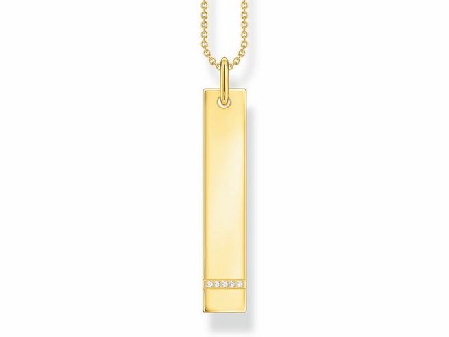 Thomas Sabo Gravur Kette & Column-Tag-Anhänger KE2134-414-14-L50V Silber verg. Gelbgold - Zirkonia - 45-50 cm