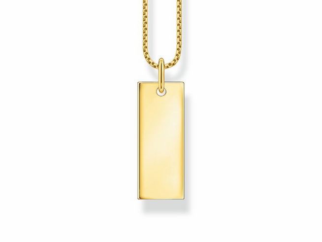 Thomas Sabo Gravur Kette & Column-Tag-Anhänger KE2141-413-39-L45V Silber verg. Gelbgold - 40-45 cm