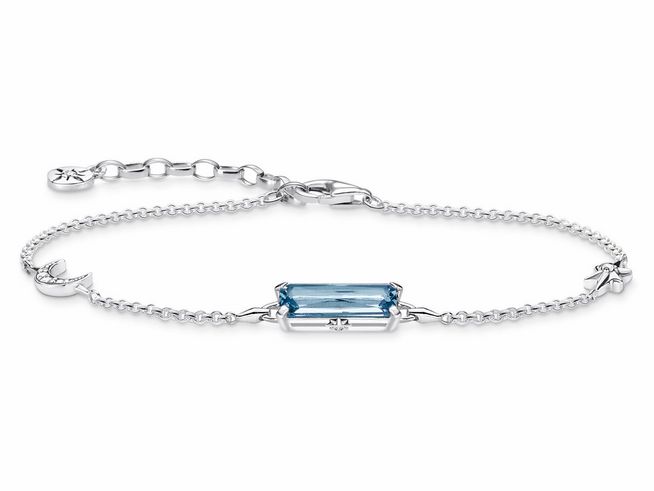 Thomas Sabo Armband A1958-644-1-L19V Sterling Silber - geschw. + synth.. Spinell + Zirkonia blau - 19 cm