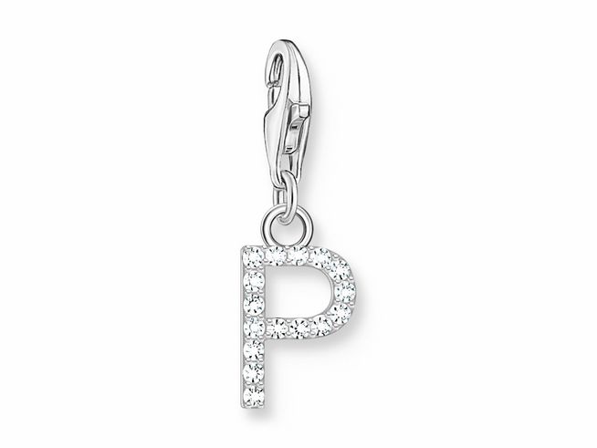 Thomas Sabo 1953-051-14 Charm-Anhänger - funkelnder Buchstabe P - Silber & Zirkonia - Weiß