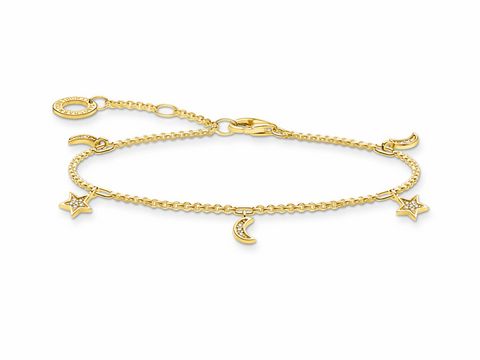 Thomas Sabo Charming Collection - A1994-414-14-L19v - Mond und Sterne - Armband - 16-17,5-19 cm - Silber - Gelbgold - Zirkonia