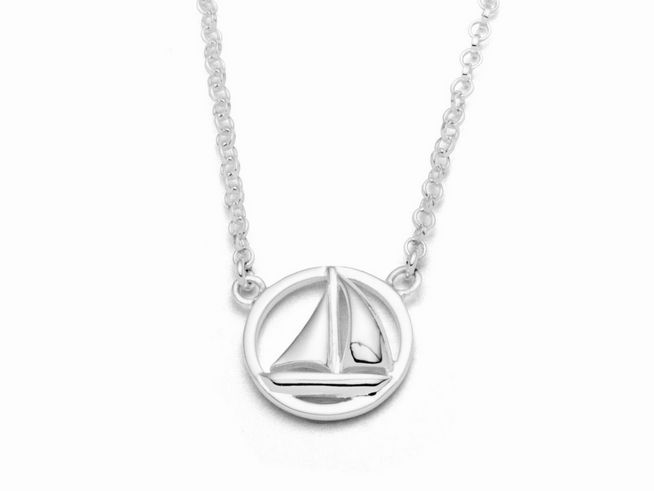 DUR Schmuck K2556 - Sterling Silber Kette Ahoi Segelschiff - 42 cm