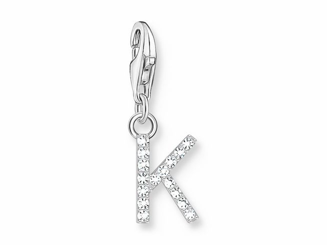 Thomas Sabo 1950-051-14 Charm-Anhänger - funkelnder Buchstabe K - Silber & Zirkonia - Weiß