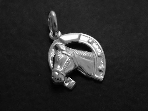 Hufeisen Pferd Anhänger - Sterling Silber Glücksbringer
