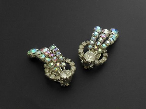 Strass Ohrclip - aufregend - bunt-schimmer - Strass Schmuck