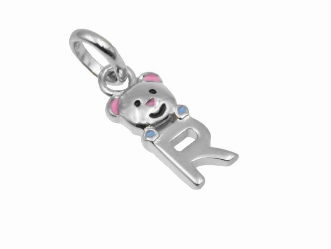 Anhänger Teddy Buchstabe R - 925 Sterling Silber - poliert - rhodiniert