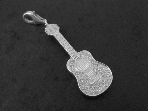 Gitarre - charms Anhänger - Sterling Silber - Zirkonia