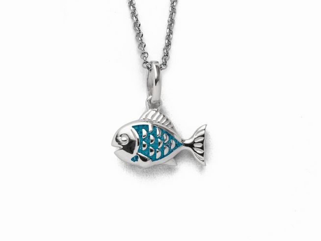 DUR Schmuck K2738 - Sterling Silber Kette Fisch 2.0 Steinsand - Steinsand - 42 cm