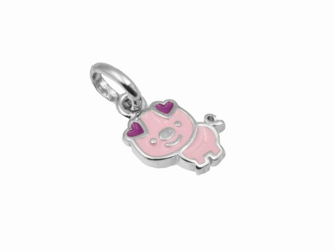 Anhänger Schweinchen Schwein - 925 Sterling Silber - poliert - rhodiniert