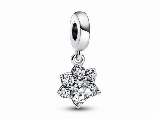 Pandora - Funkelnder Pfotenabdruck Charm-Anhänger - 792247C01 - Sterling Silber + Zirkonia - Klar