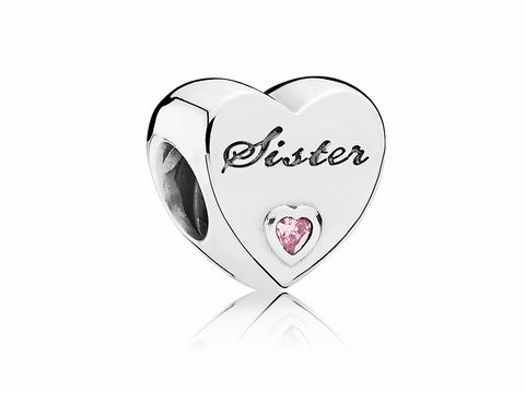 PANDORA - 791946PCZ - Sister-Herz - Silber Charm - Zirkonia rosa