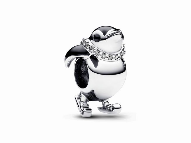 Pandora 792988C01 - Ski-Pinguin Charm - Sterling Silber - Zirkonia Schwarz