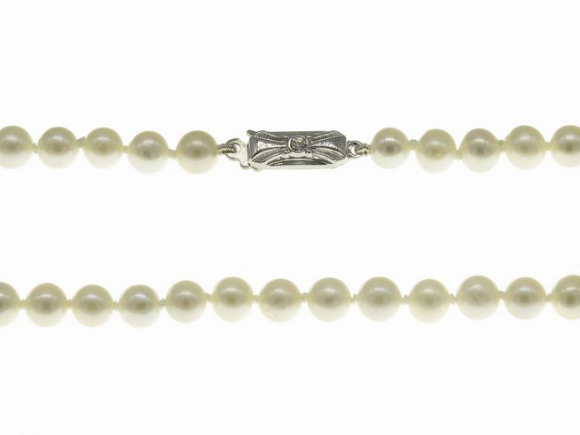 Perlenkette - Süßwasser-Zuchtperlen 4,5-5 mm - Weiß - Creme - 45 cm - Silber