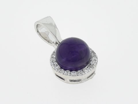 Silber Anhänger - Rund - Silber - edel - Amethyst + Zirkonia klar