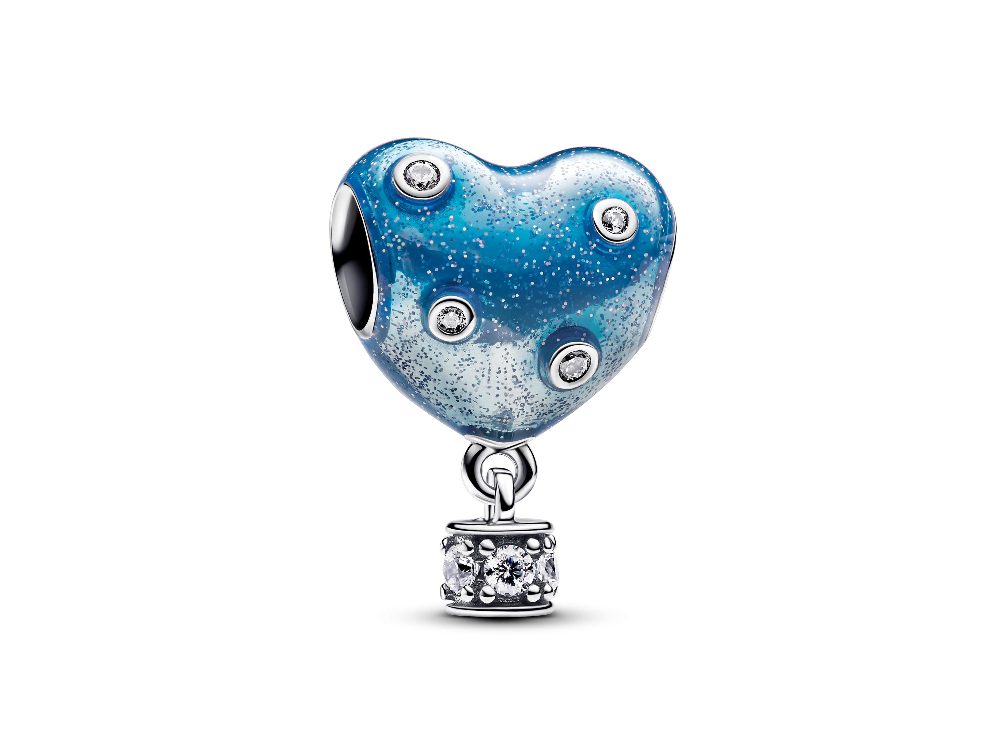 Pandora charm 793595C01 Herz-Heißluftballon-Charm aus Silber mit klarem Zirkonia und schattiertem