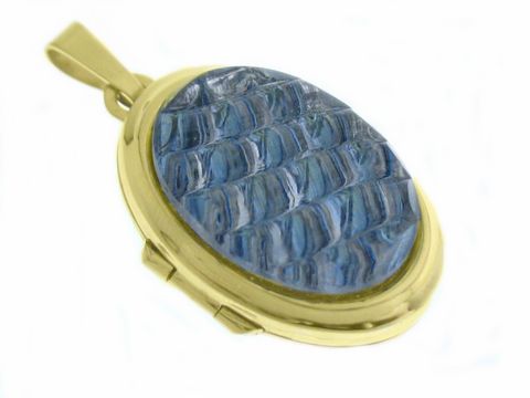 Aqua look - Medaillon mit Cabochon - Gold 585