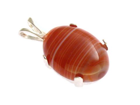 Roter Sardonyx Cabochon - Sterling Silber Anhänger