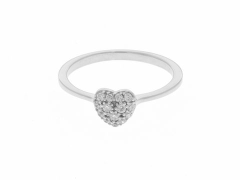 Ring Herz Silber rhodiniert bezaubernd Größe 52 Hersteller Juwelier Harnisch elegantes Design mit funkelnden Zirkonia im Herzstück ideal als Geschenk oder für besondere Anlässe.