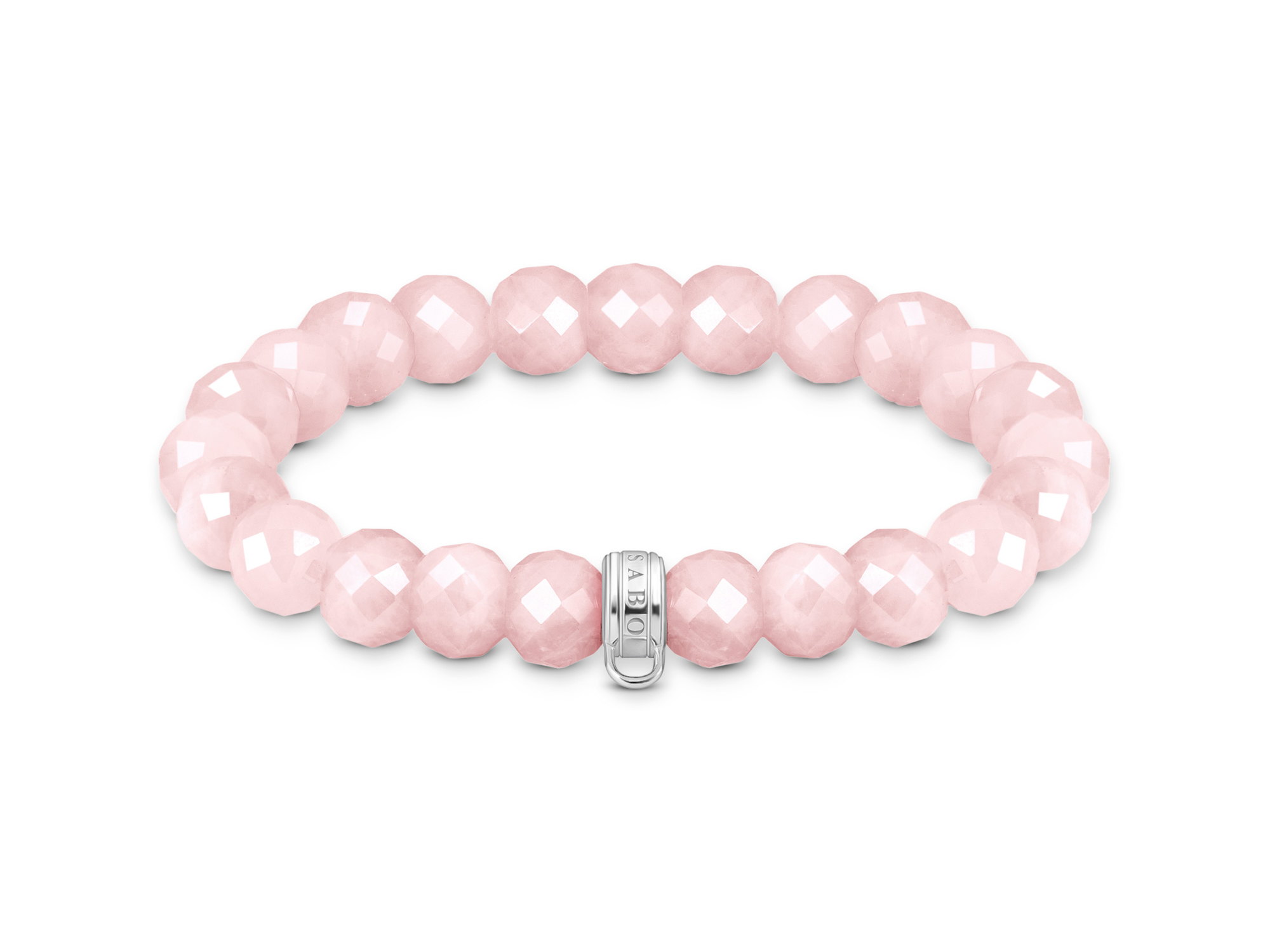 Thomas Sabo Armband X0292-034-9-L15 in Rosa aus facettierten Rosenquarzperlen mit einem silbernen Verschluss, 15 cm lang, elegante und zeitlose Neuheit.