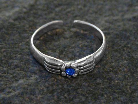 Blüten Zehenring aus Sterling Silber - DUNKELBLAU