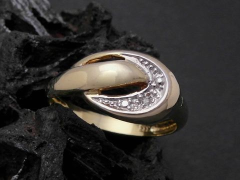 Gold Ring - vollkommen - Gold 333 bicolor - Diamant - Goldring - Gr. 56,5