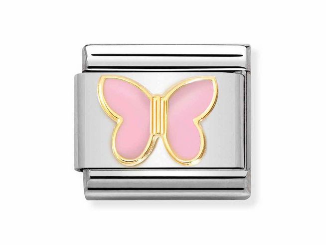 Nomination 030285 59 CLASSIC SYMBOLE - Edelstahl - Emaille & Gold 750 - Schmetterling - Rosa