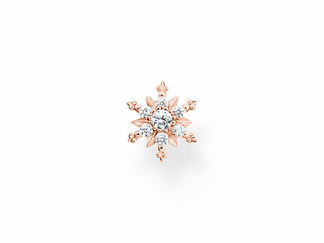 Thomas Sabo H2260-416-14 - Ohrstecker Einzelstück - kein Paar - Sterling Silber - vergoldet Roségold + Zirkonia - Schneeflocke