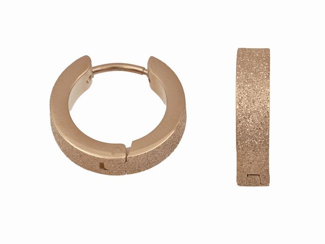 Edelstahl Creolen 1,6 cm - PVD-Beschichtung Roségold eismattiert