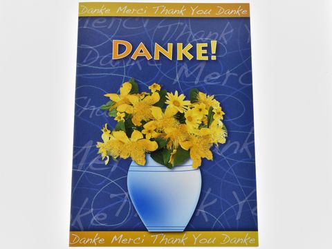 Dankeskarte - Strauß gelbe Blumen in Vase