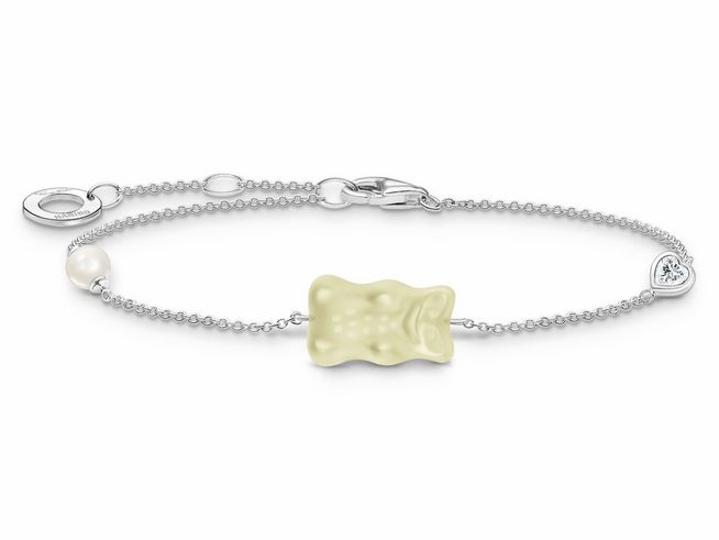 Thomas Sabo A2151-052-14-L19V Armband - HARIBO Gummibärchen - Goldbär - Silber & Glas & Zirkonia - Weiß - 16 bis 19 cm