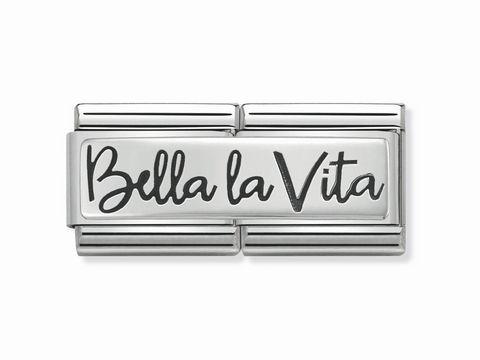 Nomination - 330710 06 - DOUBLE Classic - Bella la Vita - Schriftzug - Silber