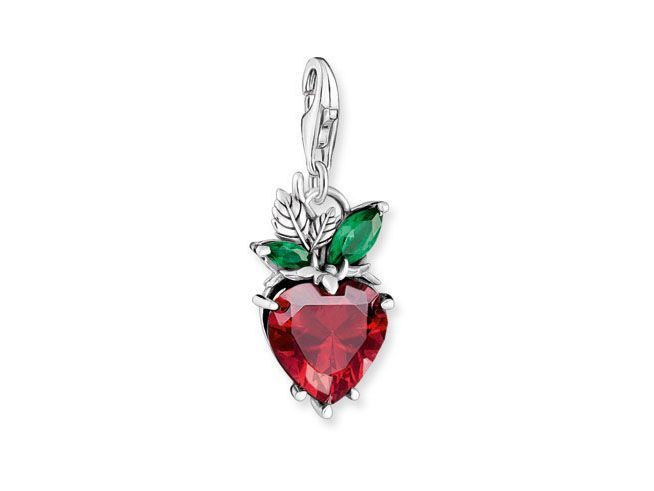 Thomas Sabo Charm-Anhänger - Erdbeere 1877-667-7 - Sterling Silber geschwärzt - Glas-Keramik Stein - mehrfarbig