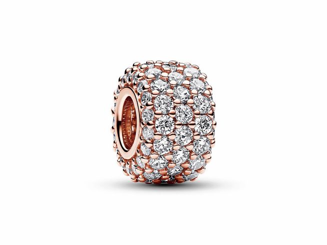 Pandora 782820C01 - Funkelndes Dreireihiges Pavé-Charm - Roségold Vergoldung - Zirkonia