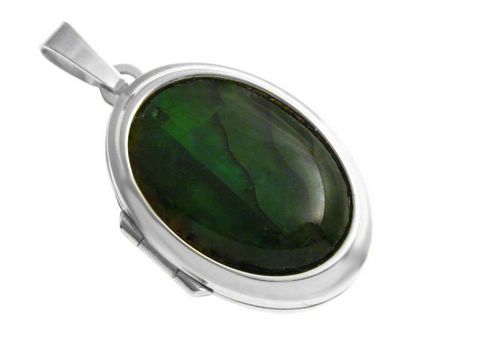 Perlmutt Cabochon - Sterling Silber Medaillon - grün