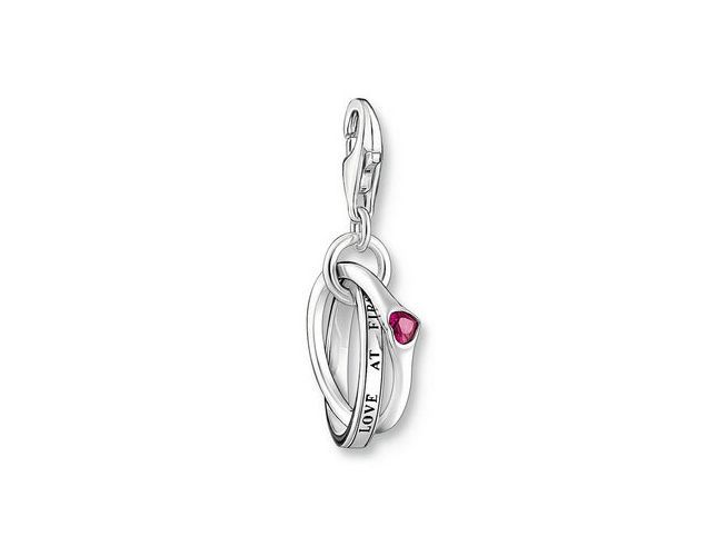 Thomas Sabo 2070-639-10 Charm-Anhänger - Together Ring - Silber gesch. & synth. Korund - Rot