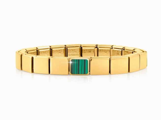 Nomination Classic GLAM Armband Edelstahl Gelbgold - 239103 11 - Square MALACHITE