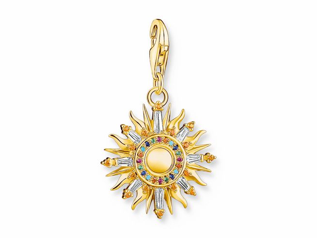 Thomas Sabo 1935-488-7 Charm-Anhänger - Silber vergoldet Gelbgold + Glas-Keramik Stein - Sonne