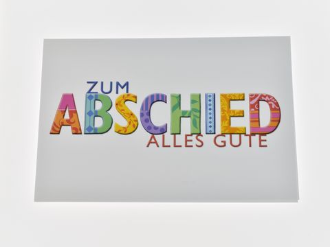 Abschiedskarte - Schrift farblich gestaltet