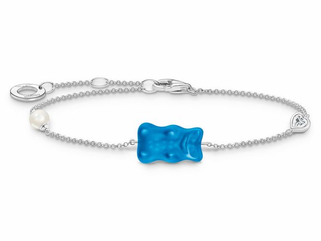 Thomas Sabo A2151-052-1-L19V Armband - HARIBO Gummibärchen - Goldbär - Silber & Glas & Zirkonia - Blau- 16 bis 19 cm