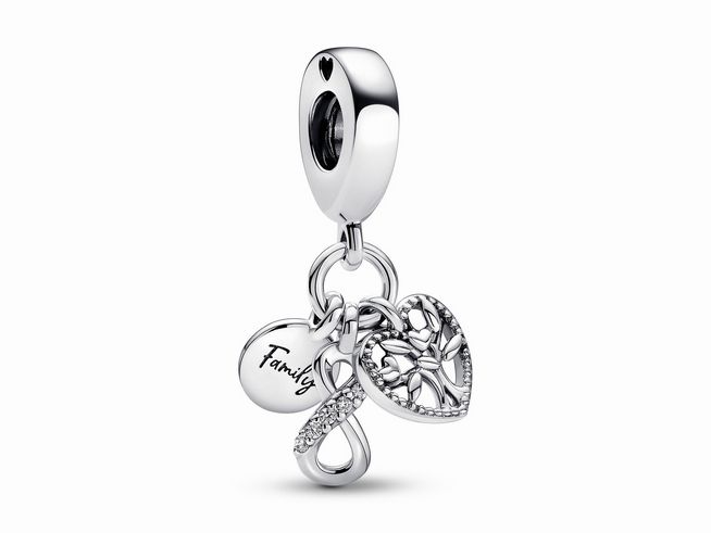 Pandora - Family Infinity Triple Charm-Anhänger - 792201C01 - Sterling Silber + Zirkonia - Klar