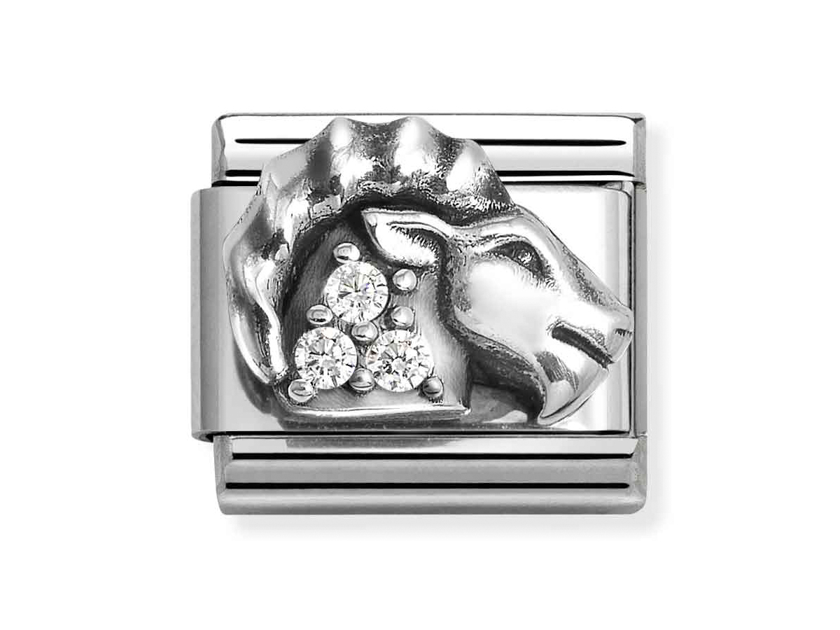 Sternzeichen Steinbock aus Sterling Silber mit Zirkonia, Hersteller Nomination, exklusives Design für das Element Classic Silber, hochwertig verarbeitet, ideal für Schmuckliebhaber.