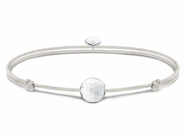 Thomas Sabo A2116-130-14-L22V Armband - Textil mit Karma Bead - Silber & Achat - Weiß - bis 22 cm