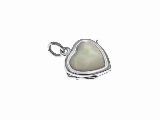 Medaillon - Perlmutt Herz - Sterling Silber 18 mm